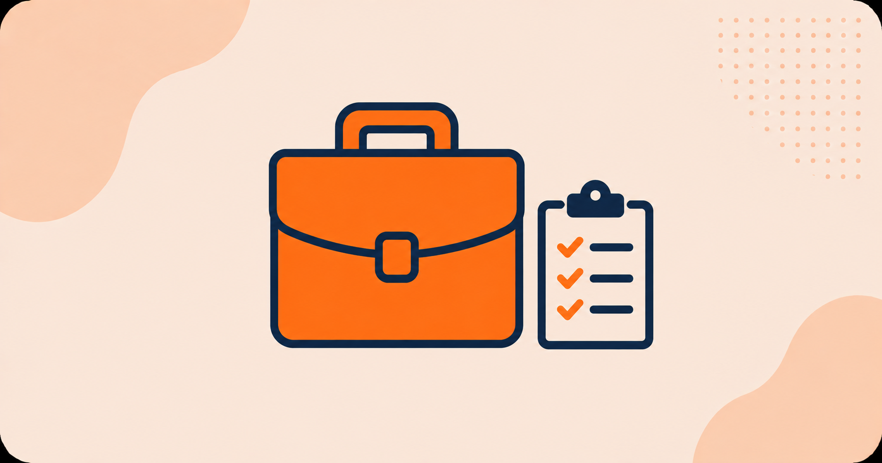 A briefcase icon beside a checklist icon