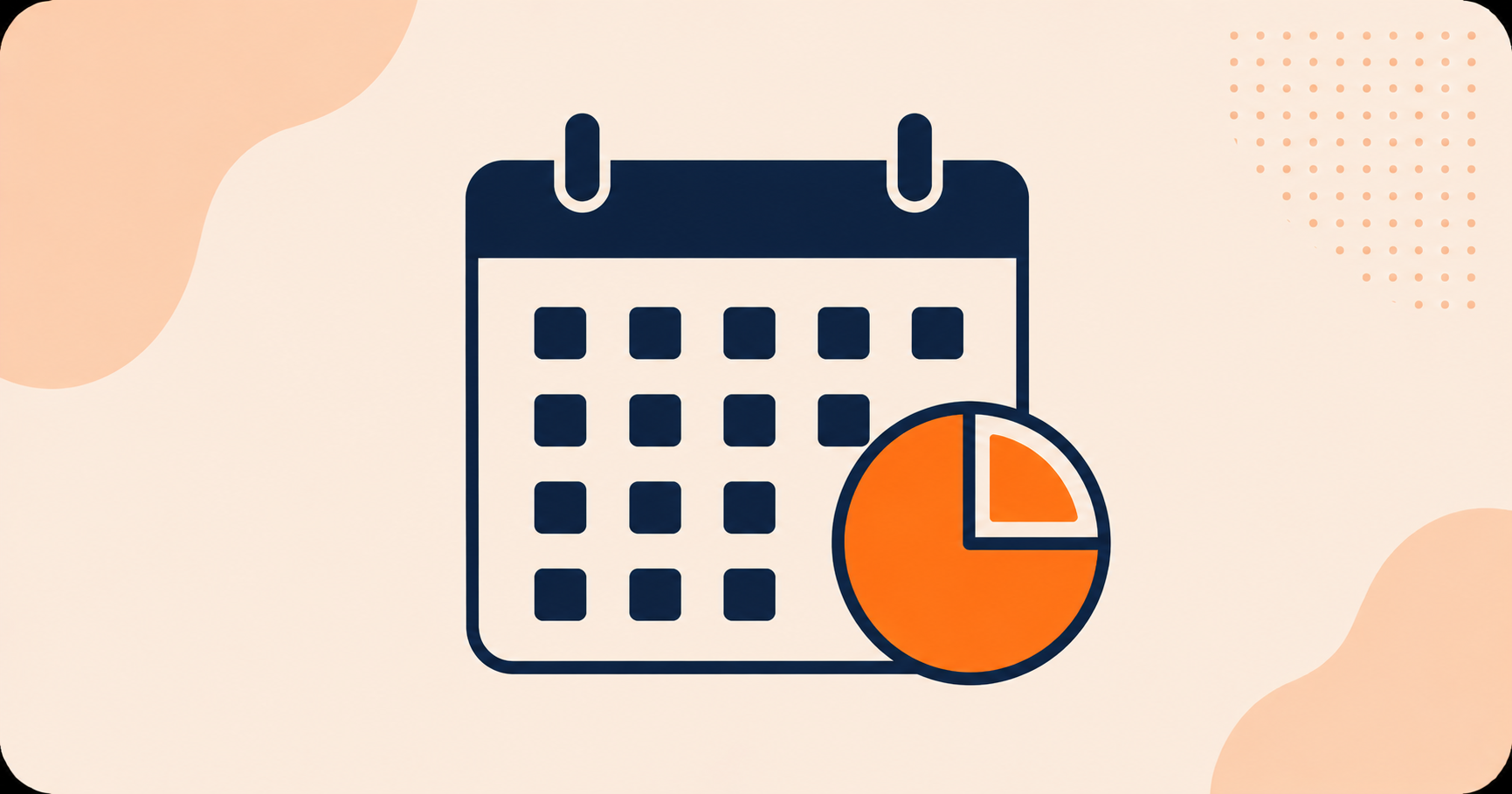 A calendar icon with a pie chart dashboard overlay