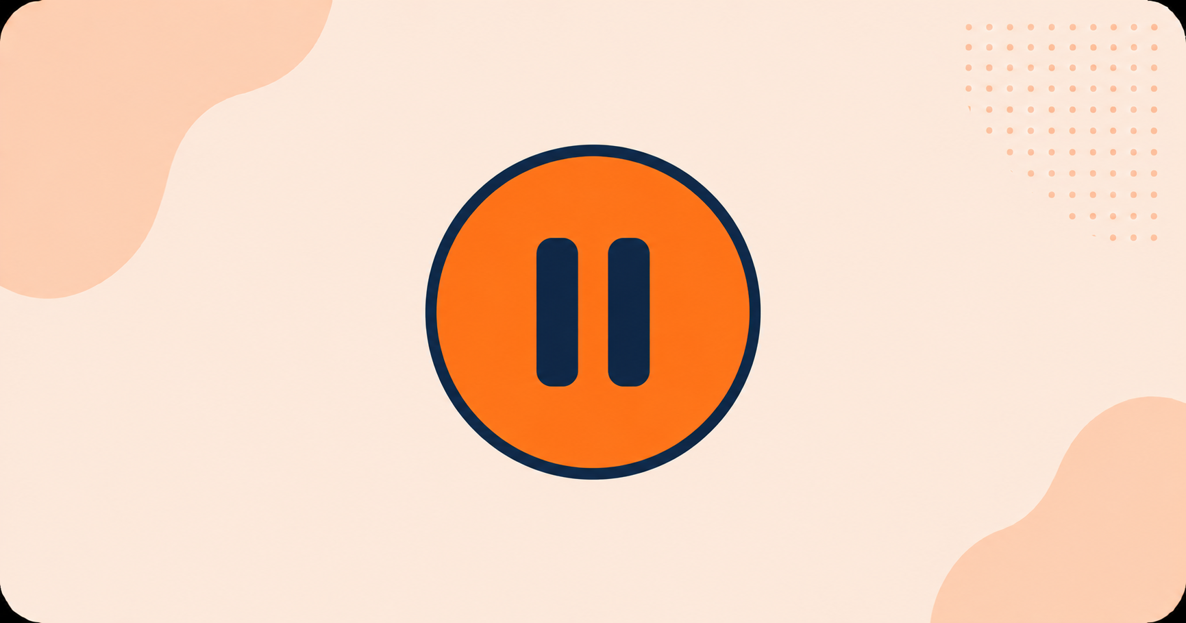 A minimalist orange pause button icon