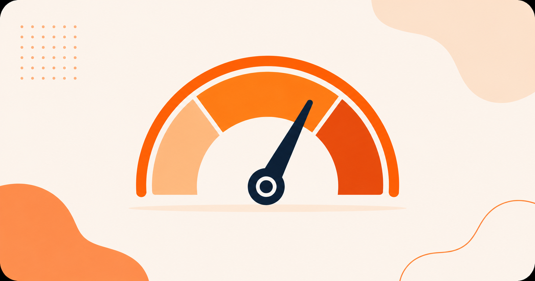 An orange and navy gauge dial illustration showing a score reading