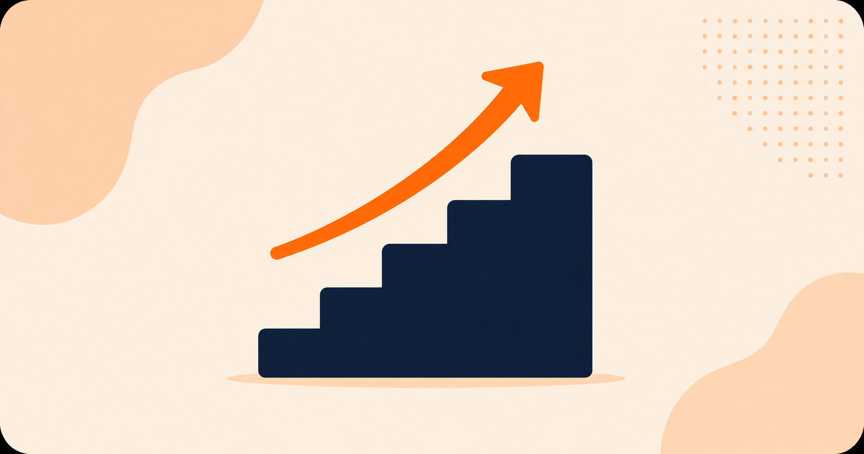 A staircase icon with an upward orange arrow
