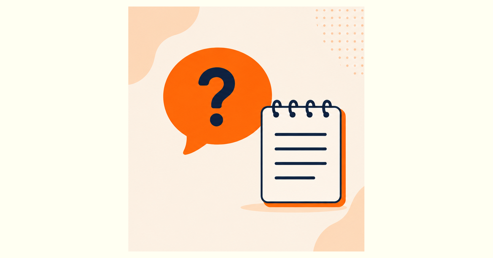 A speech bubble with a question mark beside a notepad icon