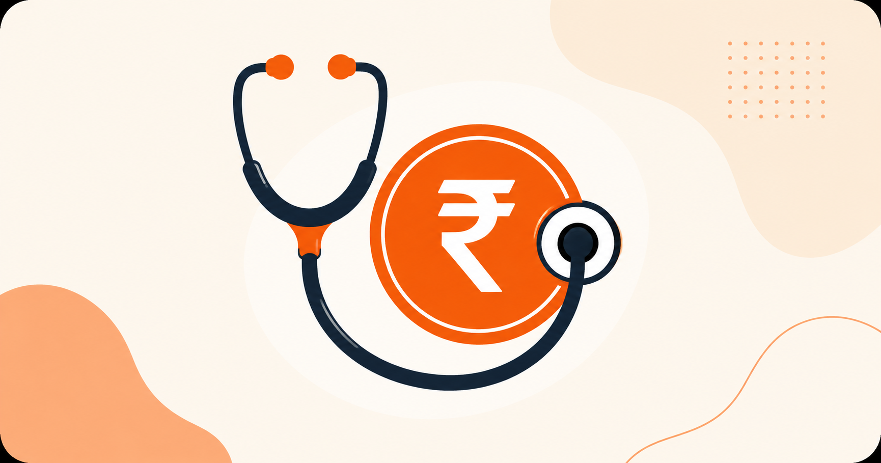 A stethoscope wrapped around a rupee coin icon, symbolizing a financial health check-up